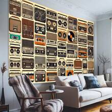 Vintage Audio Party Backdrop, Retro Speaker And Cassette Tape Wall Decor, Multi-Functional Indoor/Outdoor Photography Background, Suitable For Home, Wedding, Birthday, Music Room Art, Event Background - 5 - View 2