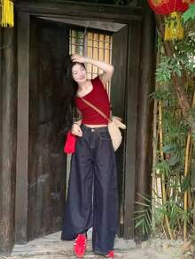 Women Pants - Navy Blue - View 3