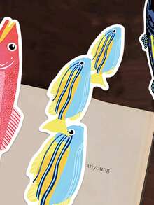 30pcs Original Handmade Fish Bookmarks: A Range Of Designs Featuring Lively Little Fish. Made Of Paper, They Can Be Used As Page Markers. Unique And Versatile, You Won't Find Duplicates. - Multicolor - View 3