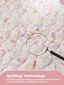 1pc Red Floral Cooling Quilt, Air Conditioning Blanket, Breathable & Lightweight, Soft & Comfortable, Suitable For All Bed Sizes, Perfect For Home & Dorm, Pillow & Pillowcase Not Included - Multicolor - View 6