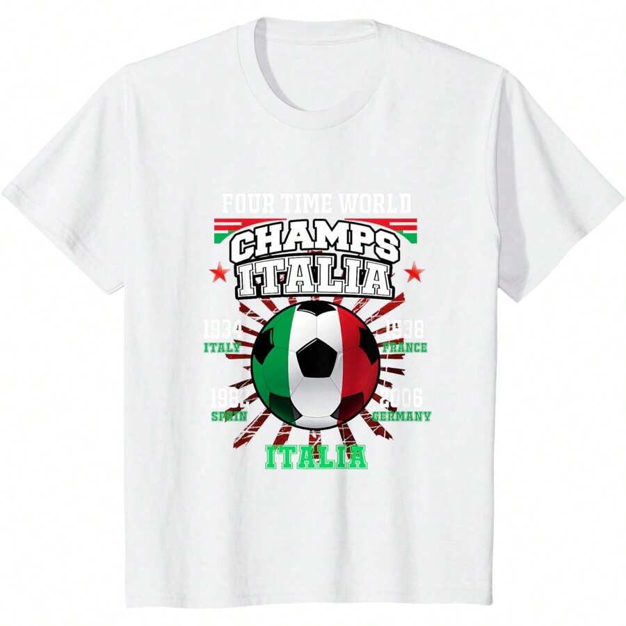 Italy Football Shirt With Cup Years For Italian Football Fans ALSY - 白色 - 查看 1