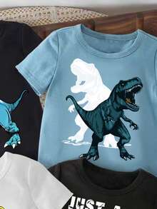 Camiseta casual de manga corta con estampado de dinosaurio para niño bebé - Multicolor - Ver 5