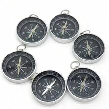 1pc Aluminum Alloy Gold Silver G44 Keychain Pendant Portable Compass Metal Gift Mini Pocket Compass - Silver - View 3