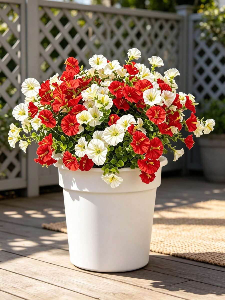 4 Bundles Artificial Flowers For Outdoor Use, Faux Morning Glory Spring Flowers, UV Resistant Faux Plastic Flowers, Suitable For Outdoor Indoor Porch Flower Pots Front Door Garden Patio Window Box Home Decor