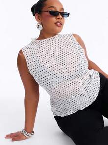 Lady's Dotted Sleeveless Casual Vest-Style Y2K Top, Sexy And Fashionable, Suitable For Summer Streetwear, Parties And Casual Wear - Apricot - View 6
