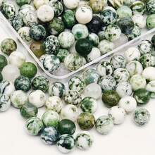 8mm Perle di agata naturale con motivo a grana di legno, forniture per la realizzazione di gioielli fai-da-te, perle rotonde - verde bianco - Visualizzare 1