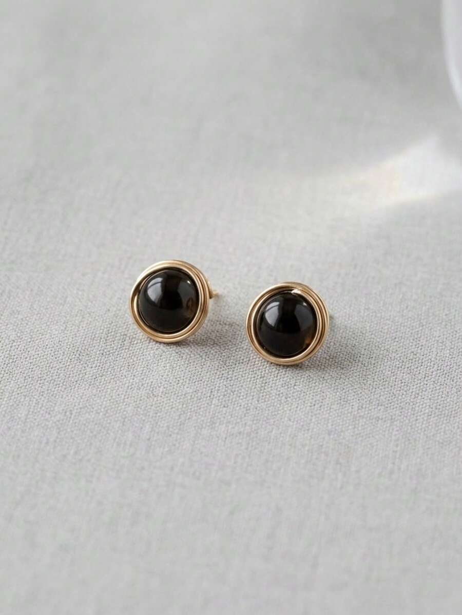 Women Stud Earrings - Coffee - View 1