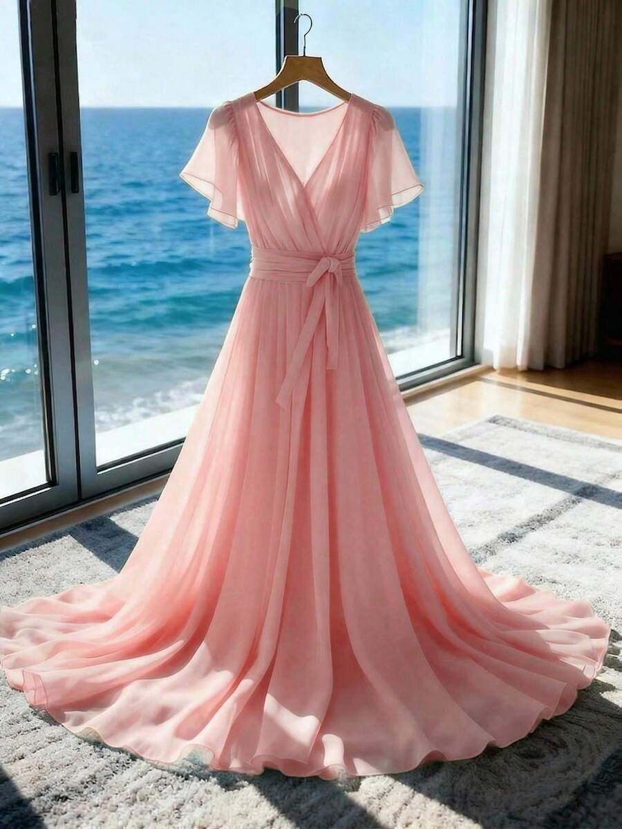 Women Midi Dresses - Rose - View 1