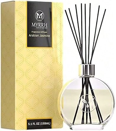 Arabian Jasmine Scented Reed Diffuser Set With 8 Rattan Diffuser Sticks, 150 Ml,  Air Freshener, Long-Lasting Diffusers At Home - MyrrhUSA