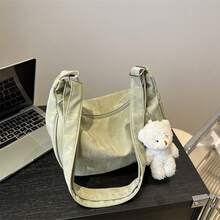 Bolso de mano moderno y versátil para mujer, estilo casual elegante con un toque de alta gama, bolso de hombro estiloso ideal para ir de compras. - Verde con colgante - Ver 1