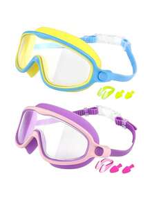 Swim Goggles 2 Packs Anti-Fog Wide View Swimming Goggles For Teenagers, There Are Two Sets Of Swimming Goggles/Goggles+Nose Clip Earplugs, Which Are Essential For Summer Swimming And Beach Activities, Pool Essentials, Beach Essentials - Multicolor - View 7