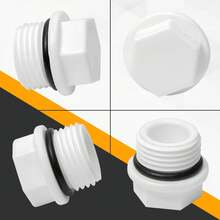3/4 Inch Male Threaded Plug - 0.75 Inch PVC Pipe End Cap - End Cap Connector Plug - Sch 40 MNPT 3/4 PVC Pipe Fittings For Plumbing Water Lines 10 Pack - White - Sealing Head - View 4