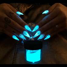 Dofuny 10G Bubuk Fosfor Bercahaya untuk Kutek Gel, Pigmen Kuku Fluorescent Bercahaya dalam Gelap untuk Pembuatan Perhiasan, Resin Epoksi, Bubuk Bercahaya Biru Hijau - Aprikot - View 9