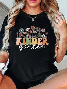 Helping Little Minds Grow Flower Elementary School Teacher T-Shirt - 黑色7 - 查看 1