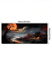Japanese Temple Red Maple Moon Night Gaming Mouse Pad, Large Extended Desk Mat With Anti-Slip Rubber Base & Locking Edge, Halloween Decorations And Gifts - View 12
