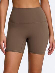1pc High Elasticity Nude Yoga Shorts Cycling Pants Summer - Brown - View 3
