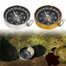 1個鋁合金金銀色G44鑰匙圈吊飾 便攜式金屬迷你口袋指南針禮品 - 金色 - 查看 1