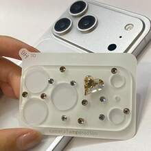 Bling Bling Luxury Inspired Creative Lens Protector Film With Rhinestones For IPhone 17 Pro/17 Pro Max, Transparent, Anti-Scratch, Anti-Fall - Pink - View 3