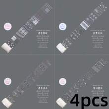 4入裝透明PET壓切膠帶 雪花星形格紋波點圖案 透明多用途手帳素材 DIY卡片製作裝飾膠帶貼紙 - 套裝 - 查看 12