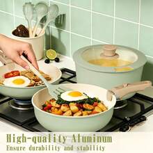 Kitchen 21 Pcs Pots And Pans Set, Nonstick Ceramic Cookware Set, Large Capacity, Induction Compatible, Frying Pans Saucepans, Sage Green - View 2
