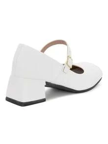 Mary Jane Women's Pump With Block Heel, Comfortable, Elegant, Minimalist, Macerata - White - View 7