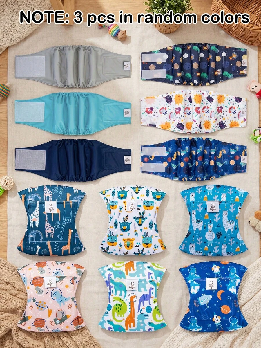 3入/組 可水洗公狗腹帶（多款花色）- 可水洗公狗腹帶、公狗尿布，適用於公狗失禁與幼犬訓練