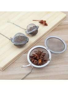 3pcs Stainless Steel Round Tea Infuser Balls With Chain And Hook, Fine Mesh, Suitable For Loose Leaf Tea, Spices, Soup Seasoning, Practical Kitchen Tea Brewing Tool, Perfect For Birthday, Graduation, Summer Holiday, Valentine's Day, New Year - Multicolor - View 4