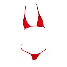 LinvMe Women's Extreme Sexy Hot Silk Micro Bikinis Set Mini Thong Swimwear - 紅色 - 查看 1