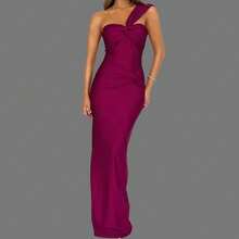 Solid Color Strapless Fitted Dress, Combined Design, Hip-Hugging Cut - Burgundy - View 2