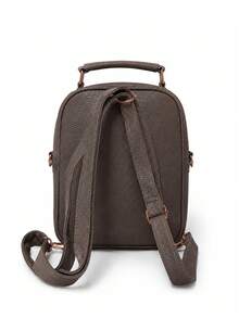 Bolsa Mochila Feminina Pequena Mini Couro PU Premium Luxo Casual Blogueira Reforçada C/Chaveiro W3018 - Café - Visão 2