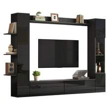 Buffet With Four Molded Doors, Adjustable Interior Shelves, Metal Handles And Ball-Shaped Feet. - 黑色 - 查看 7