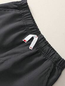 Conjunto de 3 pantalones largos casuales con bolsillos y cordón para niños, de unicolor delgado y de estilo versátil, adecuados para uso diario, escuela y viajes - Multicolor - Ver 5