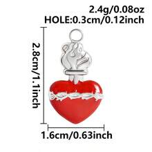 2pcs Rose Red Pearlescent Light Pink Oil Drip Sacred Heart Pendant Jewelry Making Charms 304 Stainless Steel Heart Pendant Sun Chain Flame Heart Pendant Suitable For Necklace Bracelet Earrings Bag Chain Decoration Personalized Vintage Fashion Accessories Enamel Sacred Heart Pendant Handmade DIY Gift Men Women Accessories Jewelry Supplies - Love Heart - View 38