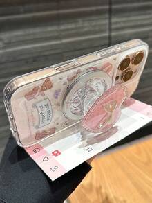1pc Foldable & Extendable Magnetic Phone Holder With Charming Butterfly, Heart And Kitten Design, Fashionable Multifunctional Smartphone Accessory For IOS And Android Devices, Ideal Birthday Or Spring Gift For Friends And Family - Butterfly Heart Kitten - View 10