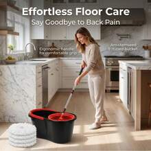 Effortless Floor Care Spin Mop And Bucket Set - 360° Rotating Floor Cleaning System With 8-Shaped Bucket, Ergonomic Long Handle Mop To Relieve Back Pain - 1101BR - View 1
