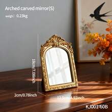 1pc Baroque Style Arched Carved Decorative Mirror, High-End Home Decor For Living Room, Bedroom, Vanity, Housewarming Gift - Arched Carved Mirror - View 6