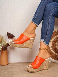 Sandal Wanita Model Wedges Sol Tebal Terbaru, Selop untuk Aktivitas Luar Ruangan - Jeruk - View 6