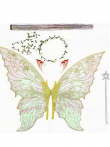 1 Set Gold Foil Butterfly Fairy Wings, Suitable For Various Holiday Bar Party Cosplay Props, Music Festivals - Multicolor - View 4