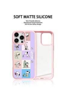 Miniso Snoopy聯名卡通圖案手機殼，粉色邊框透明壓克力背板手機殼，夏季手機殼，節日禮物，防滑、防摔、防指紋手機殼，適用於iPhone 17, 17 Air, 17 Pro, 17 Pro Max, 11, 12, 13, 14, 15, 16 Pro, 16 Pro Max, 14 Plus, 15 Plus, 16 Plus, 16 Pro, 16 Pro Max, XR - 粉色 - 查看 2