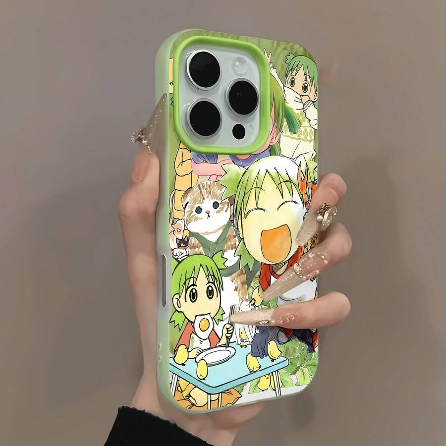 Diversión de picnic en Green Yotsubafunda de teléfono Fundas compatibles con ,Apple,VIVO,OPPO,,, y Honor.Fabricadas en silicona TPU,ofrecen protección contra golpes y caídas.regalos para mamá - Verde - Ver 1