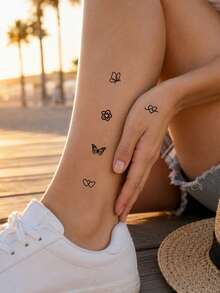 10 Peças Tatuagens, Tatuagem de Dedo, Tatuagem de Palma, Adesivo de Tatuagem de Pescoço, Y2k, Punk, Tatuagem Semipermanente, Tatuagem Falsa, Tatuagem de Mão, Tatuagens Temporárias, Adesivos de Tatuagem, Tatuagem à Prova d'Água de Longa Duração, Tatuagens para Mulheres, Tatuagem nas Costas, Tatuagem no Braço, Tatuagens nas Pernas - Multicolorido - Visão 7