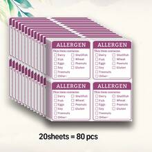 80pcs Allergen Warning Labels, Gift Package Labels, Food Package Labels, 2-Inch Square, Customizable Allergen Types, For Cafe, Restaurant, Bakery, Office Use School Supplies - Burgundy - View 7