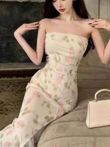 Women Long Dresses - Apricot - View 5