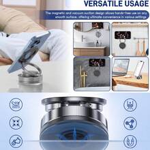 Vacuum Suction Magnetic Phone Holder, One-Handed Operation, Foldable & Adjustable, 360° Rotation, Suitable For Car/Bathroom/Gym/Kitchen, Multi-Scenario Use (Black/White) - Alloy Bracke - View 10