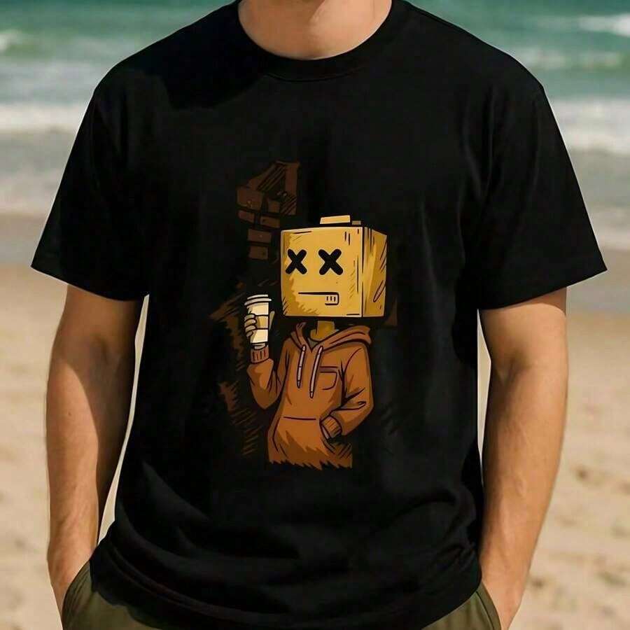 T-Shirt With Portrait Print Of The King Of Pop, Casual Hip Hop Style, For Men And Women, Adult Cotton T-Shirts - 黑色 - 查看 1