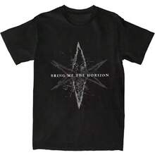 Camiseta para Hombre y Mujer BMTH Bring Me The Horizons, Camisetas Harajuku de Música Metal Gótica, Camiseta Y2K Casual de Algodón, Tops Oversized - Negro - Ver 1