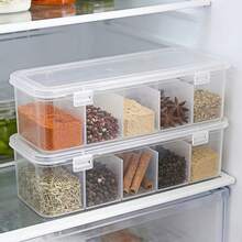 Five-Compartment Seasoning Box, Refrigerator Storage Box, Spice Compartment Storage Box, Kitchen Household Octagonal Cinnamon And Dried Chili Compartment Flip-Top Sealed Storage Box - Transparent - View 2