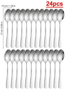1/6/12/24pcs Dinner Spoon Set, 6.7 Inch Stainless Steel Silverware, Dessert Spoon,Table Spoon, Suitable For Home, Kitchen, And Restaurant,Kitchen,Christmas Gift - Silver - View 7