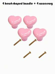8pcs Heart-Shaped Ceramic Cabinet Knobs, Colorful Drawer Pulls, Suitable For Vanity, Wardrobe, Children's Room Furniture And Home Decor - Handle - View 11