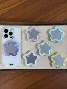 Star-Shaped Mirror Magnetic Phone Holder, With Magnetic Ring, Multifunctional Desktop Stand, Slouchy Portable Bracket - Multicolor - View 1